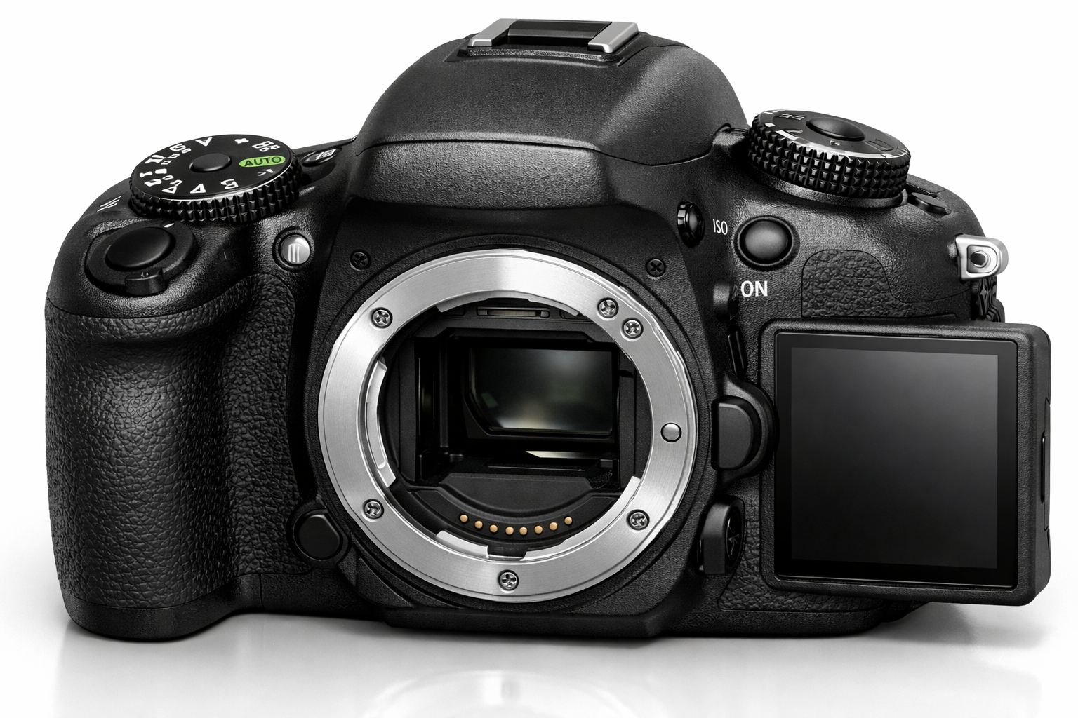 DSLR kameranin temel bilesenlerini gosteren yakindan gorunum