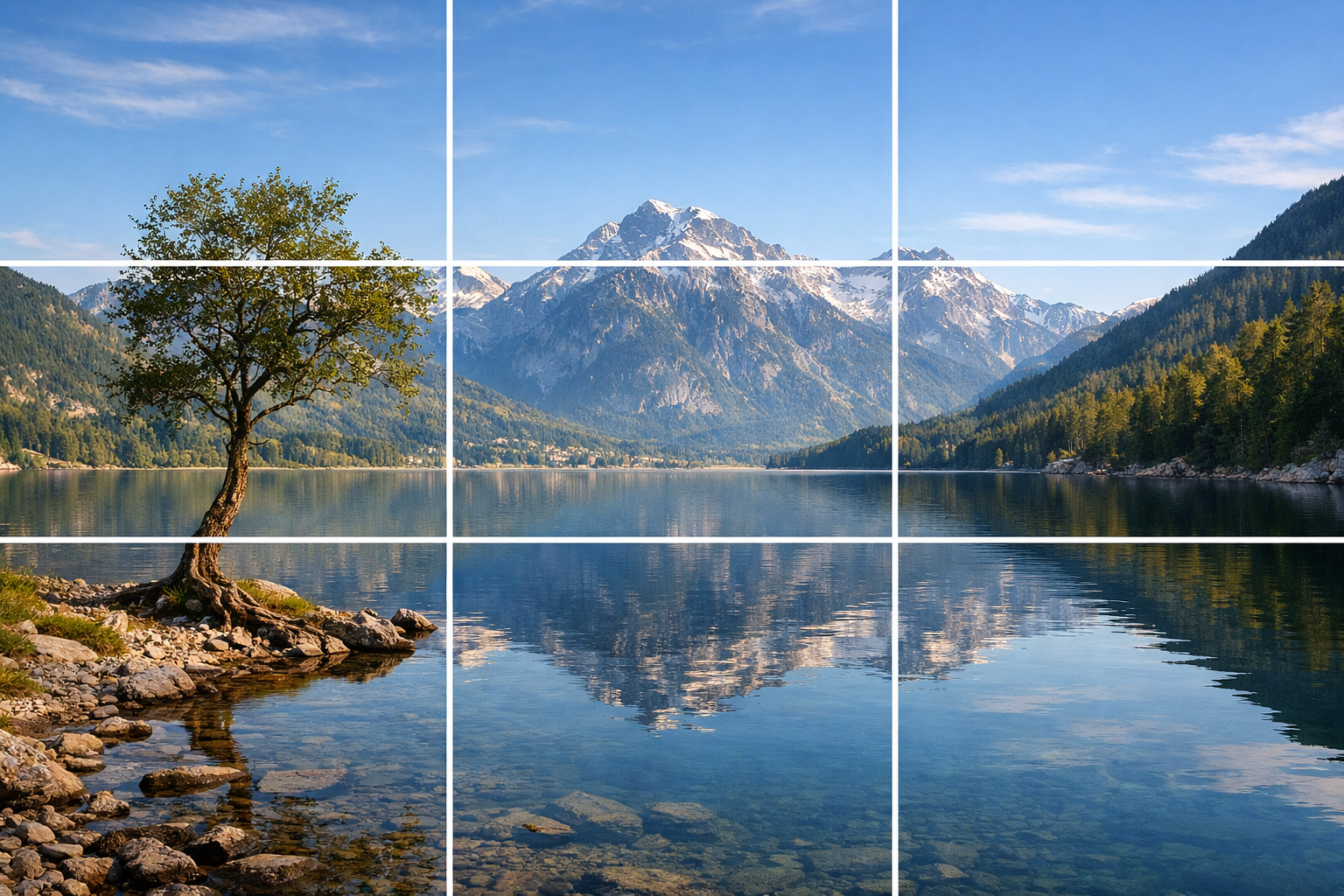 Ucler kurali izgarasi uygulanmis ornek bir manzara fotografi